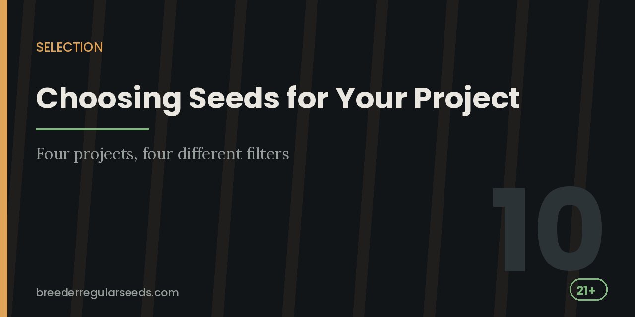Section heading card on matching a seed pack to the project, covering four different selection filters