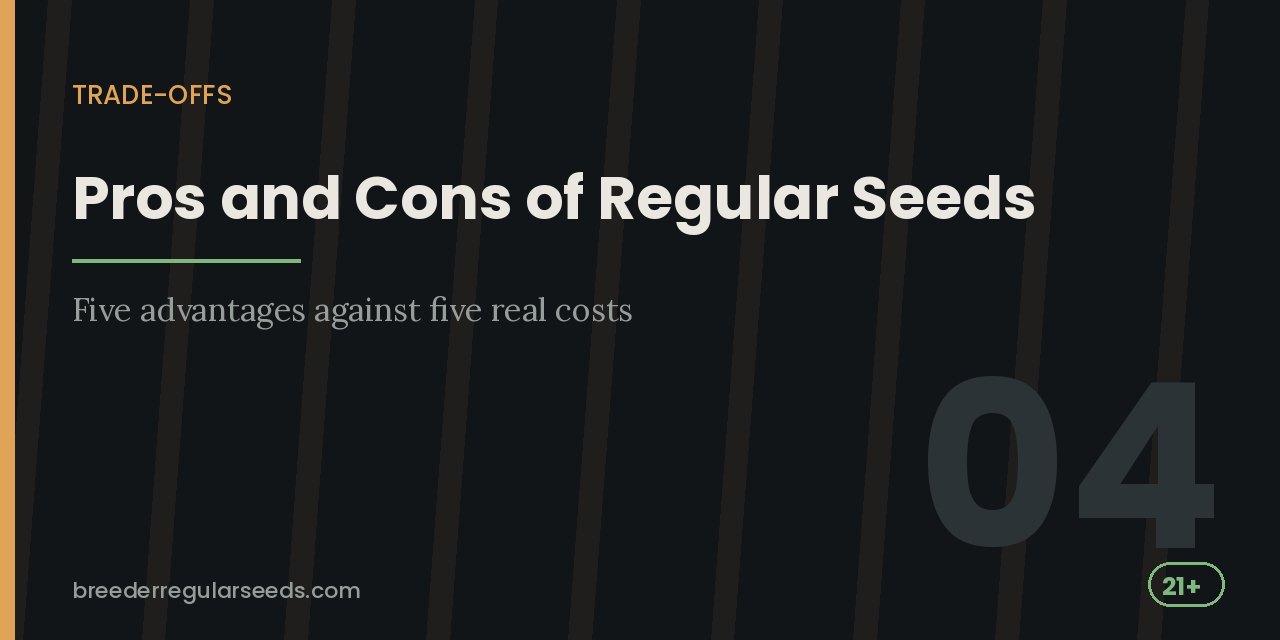 Section heading card weighing five advantages of regular seed against five real costs