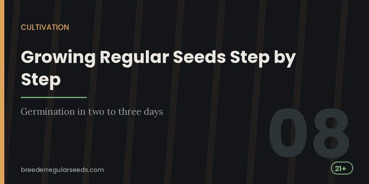 Section heading card on the cultivation sequence, noting germination takes two to three days